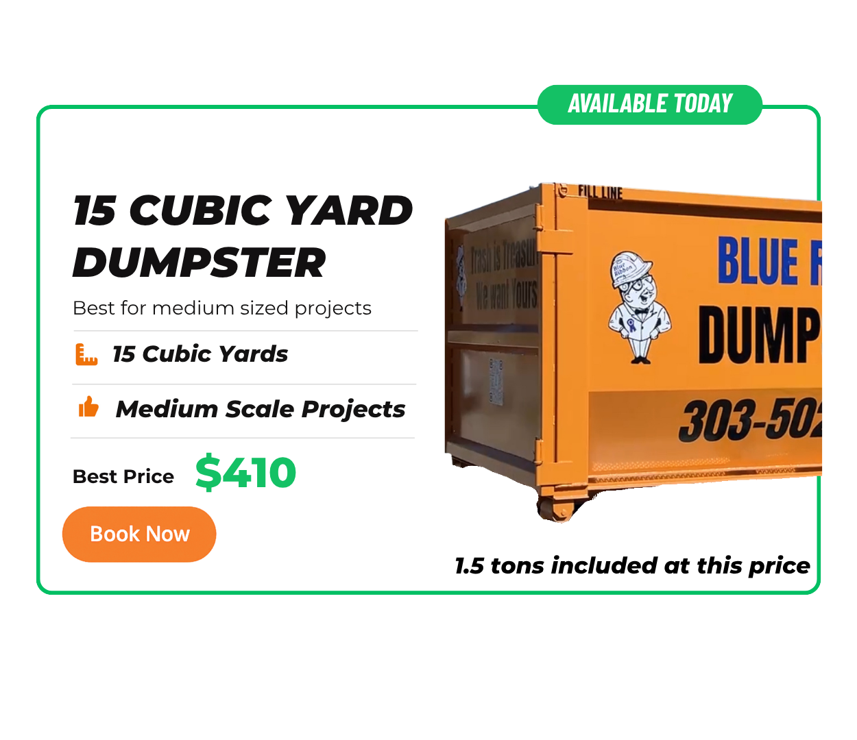 15 cubic yard dumpster